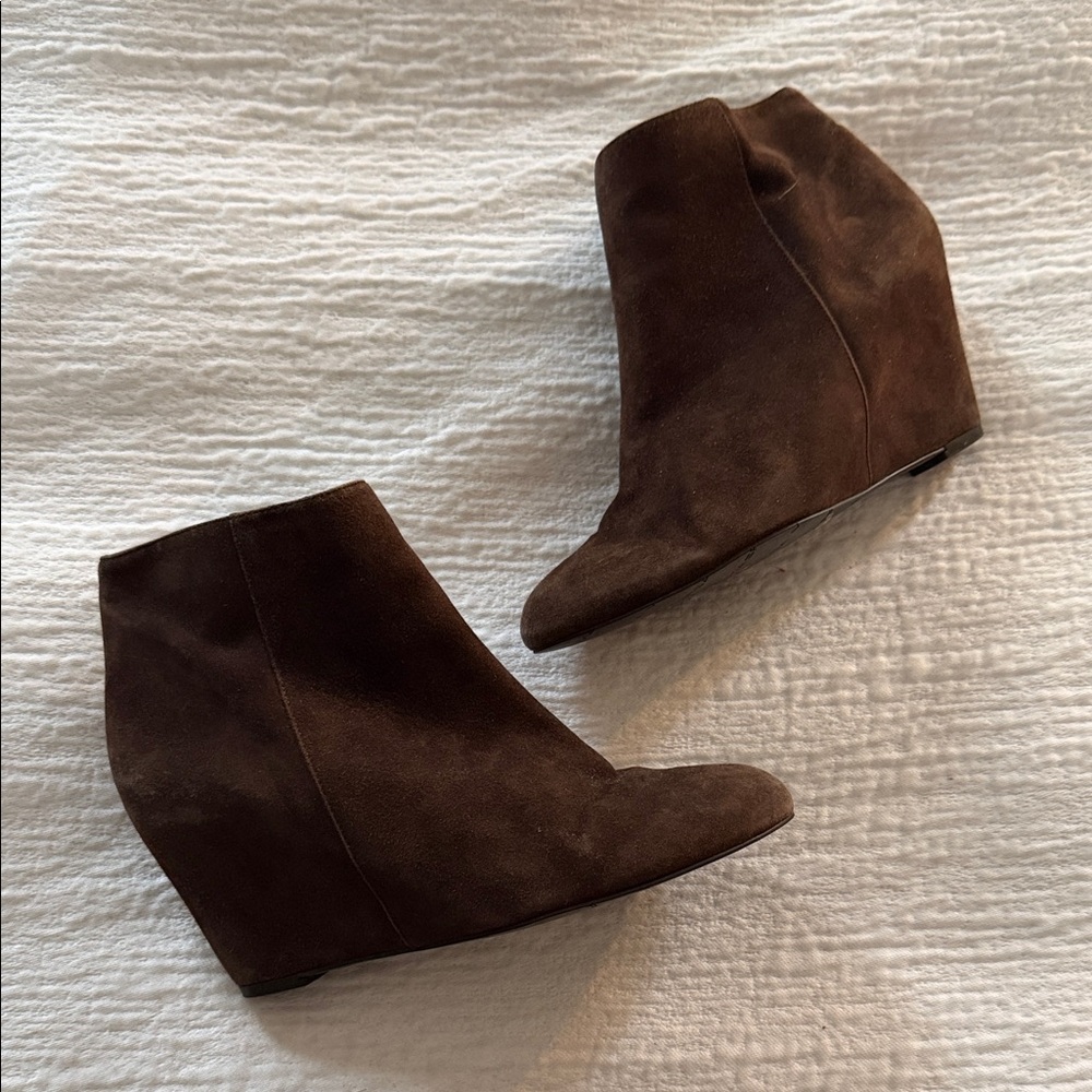 Via Spiga Dark Brown Suede Wedge Boots